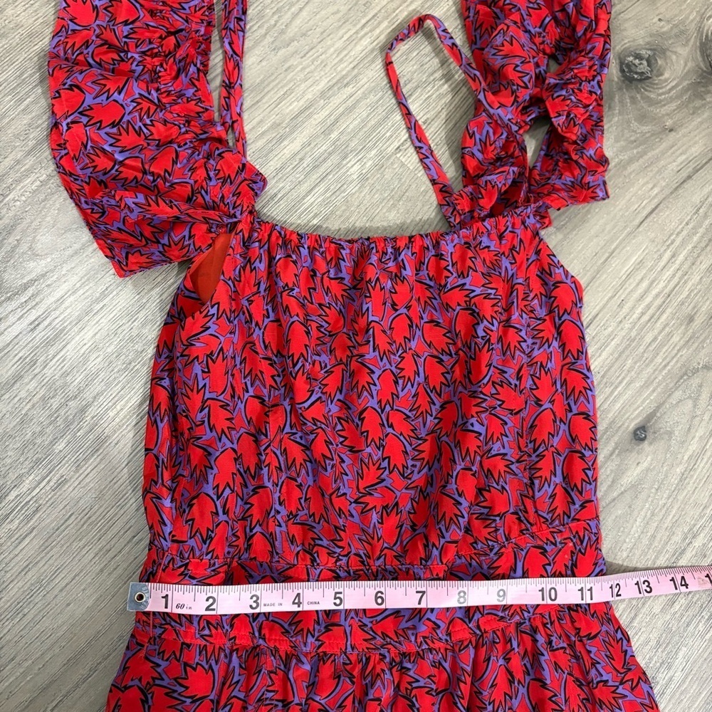Derek Lam 10 Crosby Off Shoulder Tiered Silk Blend Maxi Dress Red Ruffles Sz 0 - Picture 13 of 16